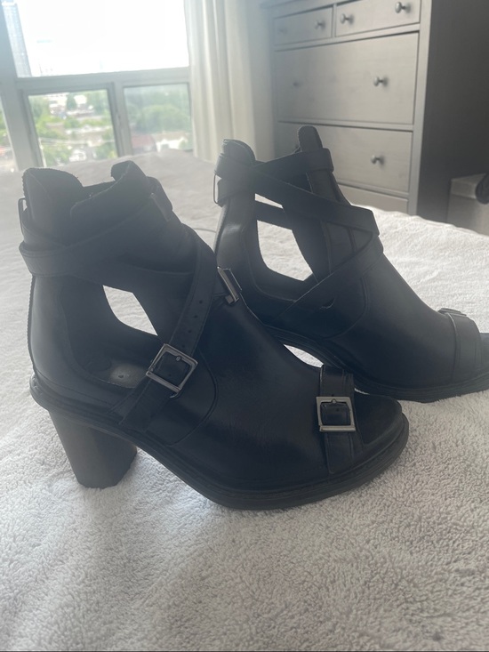 Dr. Martens Shoes - Dr. Martens Candice Black Brando Leather Cut Out Heel Ankle Boot Sandals US 8